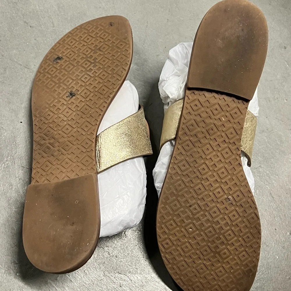 Tory Burch Women's Gold Tan Thong Sandals Sz 7.5